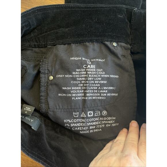 Ann Taylor Sz 12 Black Velvet Pants, Skinny Leg, 3-Button Waist, Whimsy Academia - Picture 6 of 8